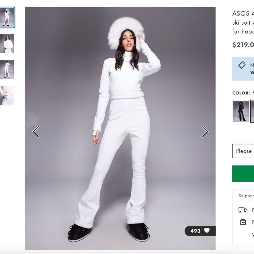 ASOS White Ski & Snow Jacket with Belt - Picture 6 of 6